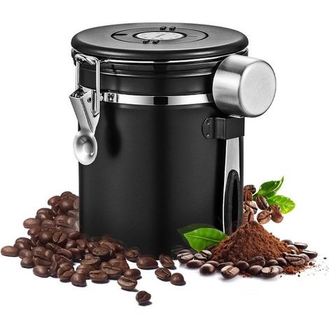 Contenitore per caffè con valvola di sfiato CO₂, capacità 1,2 l. Per 500 g di chicchi di caffè. Per caffè, chicchi di caffè, tè, zucchero, ecc. Contenitore per alimenti. Contenitore per caffè con valv (1/5)