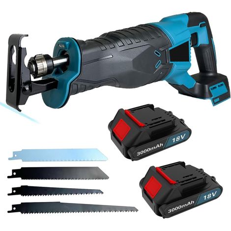 Akku-Säbelsäge für Makita 18 V mit 2 x 3,0-Ah-Akkus, 3500 U/min und 4 Sägeblättern (1/3)