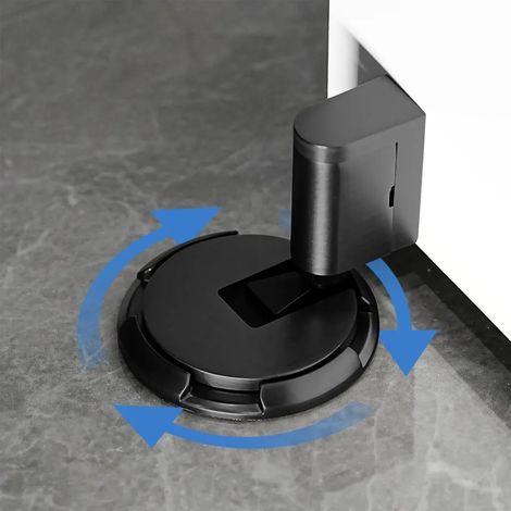 Hochleistungsfähiger mechanischer Türstopper: federbelastet, windbeständig, Montage ohne Nägel oder Schrauben. Schwarz.