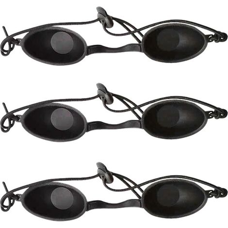 SHINING HOUSE3 pcs Lunettes de Protection UV - Lunettes Bronzage, Masque Yeux Contre Rayons UV, Lunettes de Solarium pour Le Traitement Cosmétique au Laser, l'épilation IPL, la Protection UV,noir,16cm (1/4)