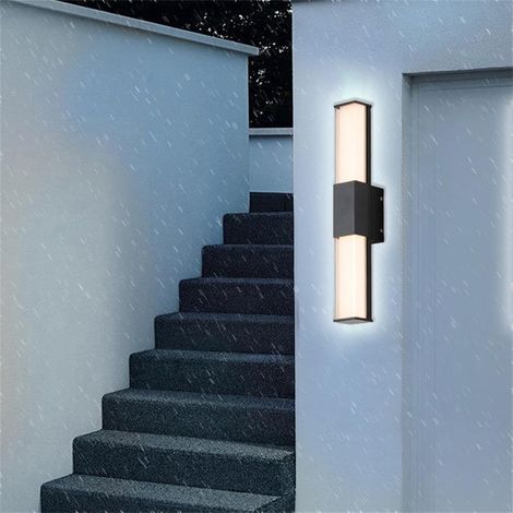 murale Applique LED d'extérieur longue simple et moderne étanche IP65 noire pour salon porte d'entrée lumière blanche 30 cm (1/4)