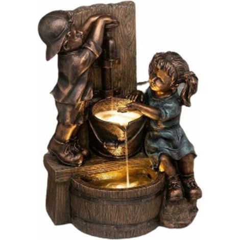 BRAVIX fille et garçon statue résine jardin sculpture cour art déco, (1/5)