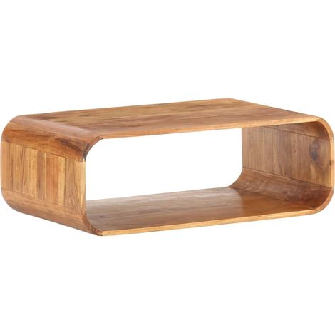 Mesa de centro vintage de diseño rústico 90x50x30 cm madera de acacia con acabado color miel DEC037218