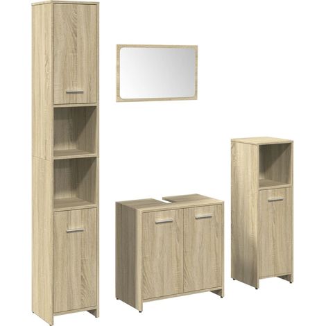 Maison Exclusive - 4-tlg. Badmöbel-Set Sonoma-Eiche Holzwerkstoff