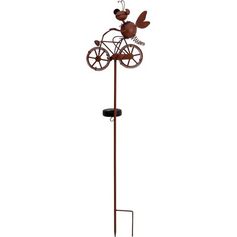 Piquet Solaire LED de Jardin en Métal et Plastique Marron, Décoration Extérieure, Hauteur 88 cm - PANGIVO (1/5)