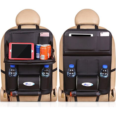 Sac de rangement pour voiture avec support pour iPad et table pliante, sac de rangement pour siège de coffre (lot de 2)