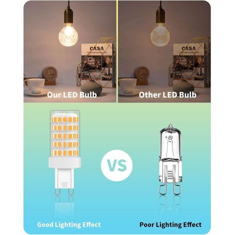 G9 LED 10W, Ampoules LED G9 Blanc Chaud 2700K Equivalence Incandescence 80W Lumière 900LM G9 Ampoules AC 220V Lumineux 360º Large Angle de Faisceau 862835 SMD Non Dimmable Lot de 6 [Classe énergétique (1/3)