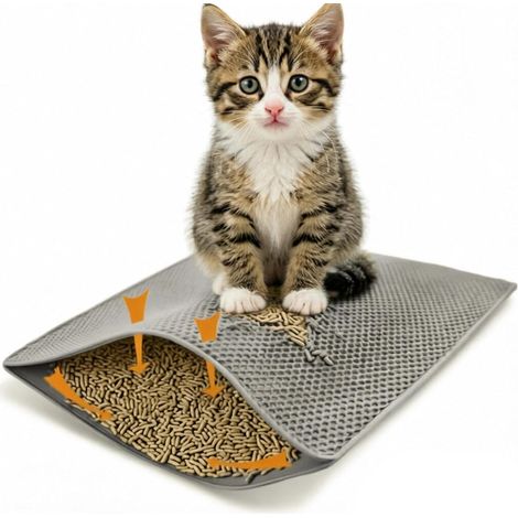 Cat Litter Mat, 40 x 50 cm Waterproof Cat Litter Mat, Double Layer Cat Litter Mat, Non-Slip Mat, Grey Cat Accessory for Cats to Control Litter Boxes (1/5)
