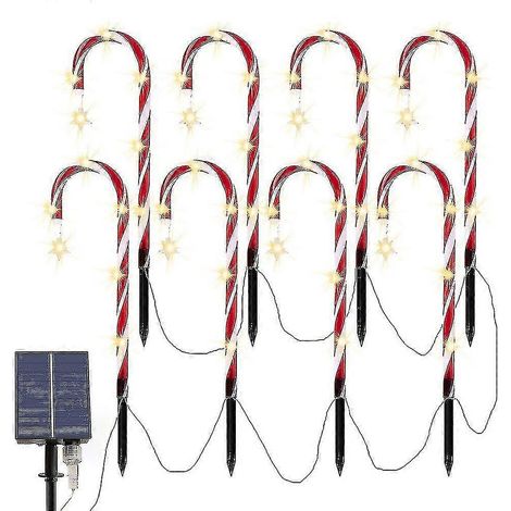 Weihnachtsbeleuchtung für den Außenbereich, 8-teiliges Set solarbetriebener Zuckerstangen-Weihnachtsbeleuchtung (1/5)
