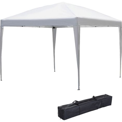 3x3m Faltbares Gartenzelt Pop-up Barnum UV-beständiges Oxford-Gewebe, weiß, Stahl, inklusive Tragetasche