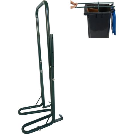 Relaxdays pressa per bidoni, 3 posizioni, acciaio, compattatore manuale per rifiuti, plastica, verde