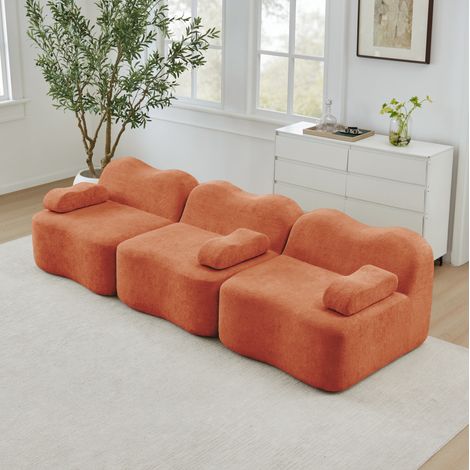 Canapé d'angle modulable velours orange OKMYHOME (1/5)