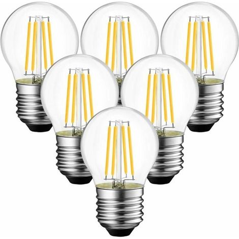Ampoule LED E27 Filament G45 - MICH - 4W - 470 lumens - Équivalent 40W - 2700K Blanc chaud - Non réglable - Lot de 6 (1/4)
