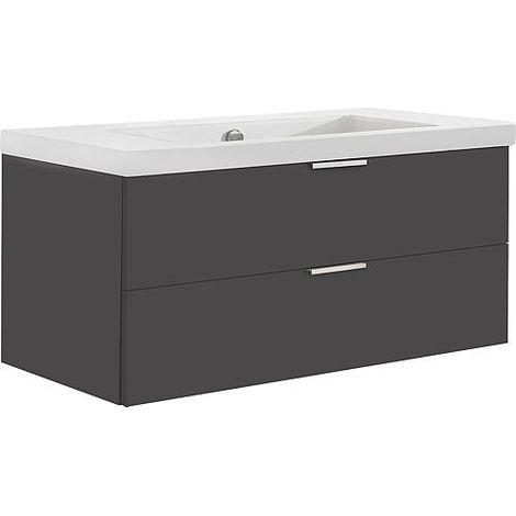 Meuble sous-vasque + vasque en céramique Série MBF anthracite brillant 2 tiroirs 1060x550x510mm (1/2)