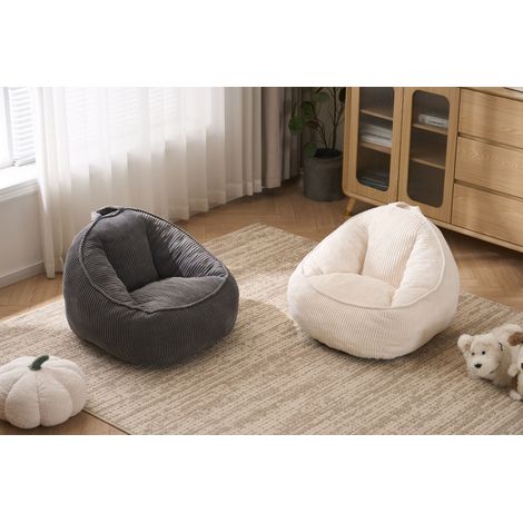 Sitzsack tout doux peluche enfant, pouf confortable salle de jeux, coin lecture, petit salon cosy et chambre cocooning, garçon et fille, petit, beige (1/5)