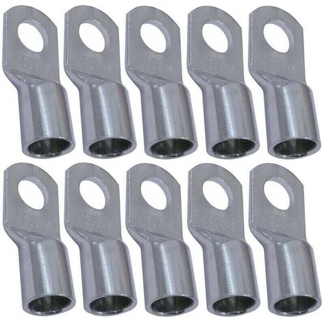 Lot de 10 Cosses Electriques à Oeillet Tubulaire - Oeil - Ø8mm - Non Isolées - pour Conducteur 35mm² - Connecteur de Fil Electrique - Serrage - Couleur Argent NPTERBL (1/3)