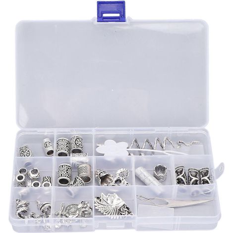 34-teiliges Set aus Legierungsperlen für Bartschmuck, Dreadlocks in verschiedenen Formen, DIY-Haarflechtperlen-Zubehör für Armbänder und Halsketten (YMMR) (1/5)
