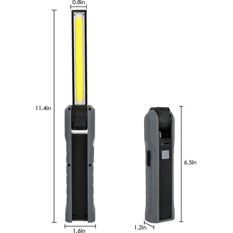 Lampe de chantier LED grise, projecteur portable à intensité lumineuse élevée, idéale pour atelier, garage et bricolage, éclairage puissant et durable. (1/5)