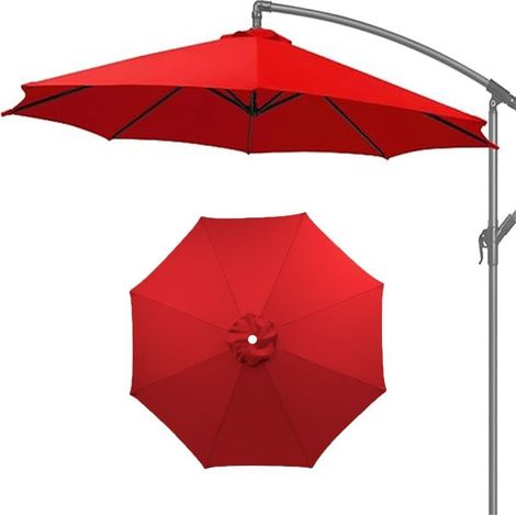 Tela para sombrilla de 6.5 pies, 9 pies y 10 pies, cubierta de repuesto para sombrilla, toldo de patio, 8 varillas, fácil de instalar (rojo, 8 varillas) (rojo, 9 pies, 8 varillas) (1/5)