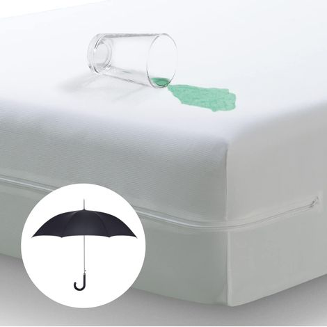 Anti-dust mite waterproof and breathable zipped mattress cover. Single Size 90x200cm