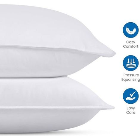 Pillow (Lot de 2), 40 x 70 cm, Oreiller de Sommeil, Coussin Respirant Doux (Blanc) 2 OREILLER (1/5)