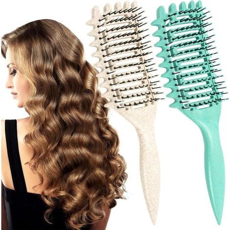 Haarbürste – Nicht spezifiziert – 2 Stück – Entwirrt – Für lockiges Haar – Ergonomisch und tragbar (1/4)
