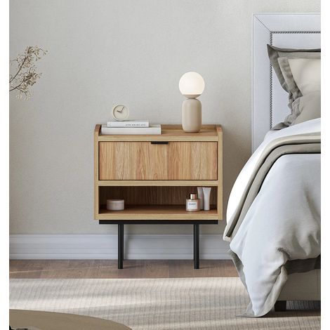 AX LIVING Nordiva Nachttisch Kommode 40 cm Hikora Natur Holz Modern