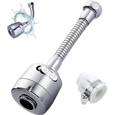 BEBUSINGOTO Aérateur De Robinet, Robinet Rotatif à 360 °, Éjecteur De Filtre à Économie d'Eau Réglable, Utilisé Pour La Tête De Buse De Robinet Flexible De Cuisine Et De Salle De Bain (longue) (1/5)