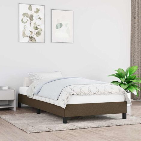 Estructura de cama sin colchón tela marrón oscuro 80x200 cm (1/5)