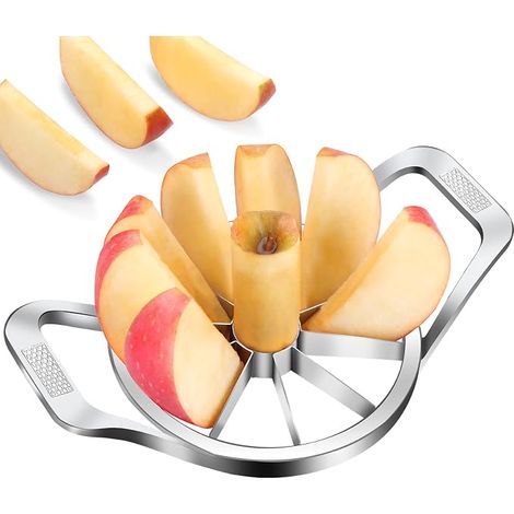 Coupe Pomme Acier Inoxydable,Trancheuse de Pomme,Vide Pommes Inox Couper Poires,Pèle-Découpe-Epluche Pomme-Enleve Trognon-Tranche Pomme de Terre En 10 Quartiers,Fruit Apple Cutter Corer Slicer (1/5)