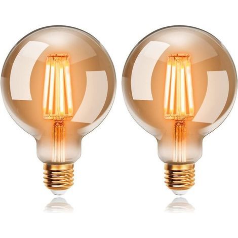 Set mit 2 Vintage Edison G95 6W LED-Lampen, warmweiß 2200K E27, entspricht einer 48W Glühbirne, Retro-Antik-Dekorationslampe (1/4)