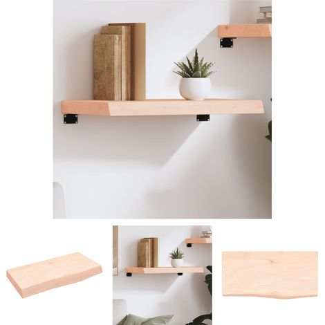 The Living Store - Wandregal 60x30x(2-6) cm Massivholz Eiche Unbehandelt (1/5)