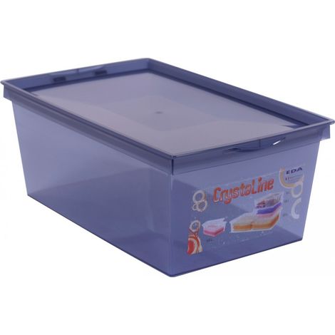 Scatola di stoccaggio in plastica cristallina 34,3 x 21 x 13,2 cm Blu profondo 6 L