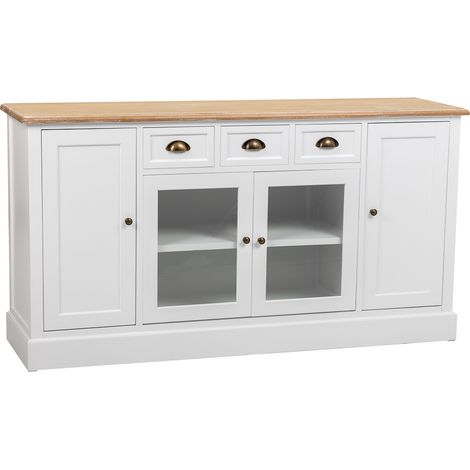 Aparador de Madera de 4 cajones y 4 puertas blanco 150x40x80.5h cm (1/5)