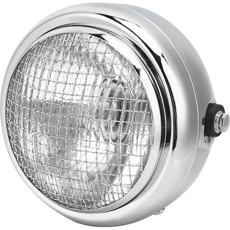 Phare Moto 7 Pouces 55W Style Rétro, Lampe Halogène Plein Phare/Croisement, Coque Électroplaquée, Verre Transparent, Compatible Custom (1/5)