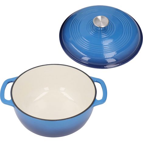Pot de four émaillé résistant aux bâtons, conservation de la chaleur, double poignées rondes en fonte avec couvercle pour la cuisson du pain