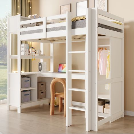 struttura letto 90x200 con scrivania armadio bianco HAVRYA (1/5)
