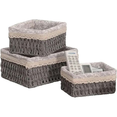 Lot de 3 Paniers Rangement,Panier Gris Idéaux pour Salle de Bain,Table à Langer,Ranger Télécommandes & Cosmétiques - Gris - Gris (1/5)