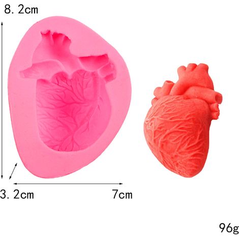 Moule silicone 3D cœur humain et cerveau, créations DIY chocolat pudding savon Halloween, moule à mousse organique, lot de 2 pièces pour pâtisserie et décoration.