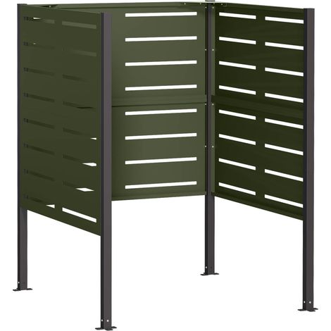 Écran pour poubelle 85 × 85 × 113 cm Acier Vert olive