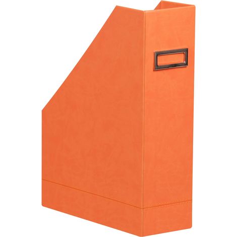 Porte-Revues Tangerine 10 x 25 x 31 cm Piqûres Sellier Orange Extérieur Simili Cuir Collection Home Office Organisation de Bureau (1/3)