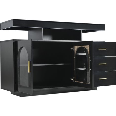 323704705BAA) Buffet LED, meuble buffet de salon, meuble bar à café 120 cm, meuble à tiroirs, meuble de cuisine brillant avec lumières à 16 couleurs pour salle à manger (Noir) (1/5)