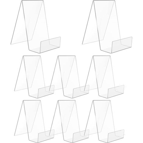 Juego de 8 soportes para libros de acrílico transparente, dimensiones 7,5 × 10,5 cm, para exhibir fotos. (1/5)