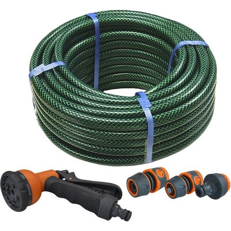 Faithfull PVC Reinforced Hose Set 30m with Fittings & 6-Pattern Spray Gun