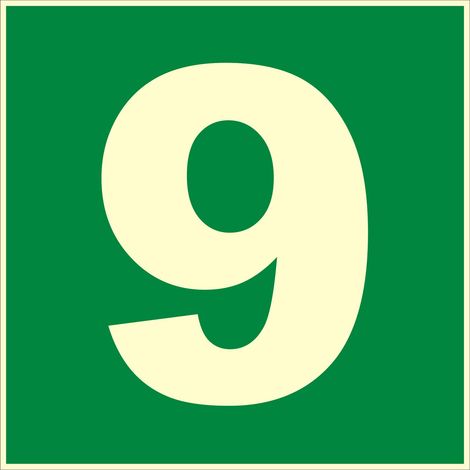N°9 photoluminescents - 200x200mm - Rigide Vert - 4036830
