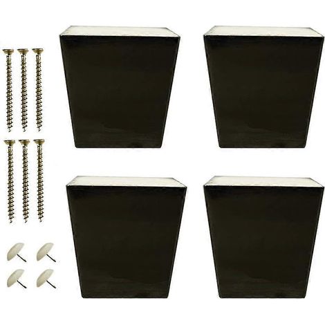 Pieds de canapé en bois massif, pieds de meubles carrés, pieds de canapé, pieds d'armoire en bois, pieds de table basse, pieds de lit (noir, 12 cm/4,7 pouces), 10 cm/3,9 pouces en bois de noyer. (1/5)