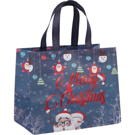 Sac Cadeau De Noël - Tissu Non Tissé Enduit - 32.5 x 25 x 17 cm - Poignées Renforcées - Usage Multifonctionnel - 5 Pièces (1/5)