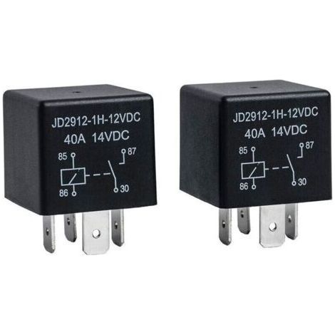Paquete de 2 relés automotrices de 4 pines 12V 40A, número de modelo: JD2912-1H-12VDC 40A 14VDC, interruptor de relé automotriz, interruptores y arrancadores automáticos. (1/4)