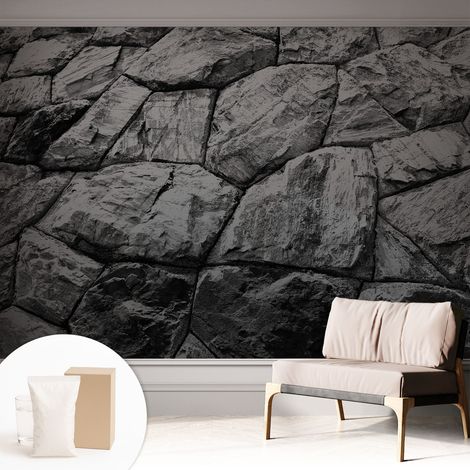 Papier peint intissé mural pour salon chambre à coucher tendance et originale - Colle incluse gratuite Textures de pierre 312x219 cm (1/5)