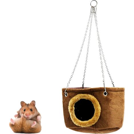 Hamac pour cage, accessoires pour cage, accessoires pour hamster - Lit suspendu pour petits animaux avec crochets, doux et chaud (1/3)